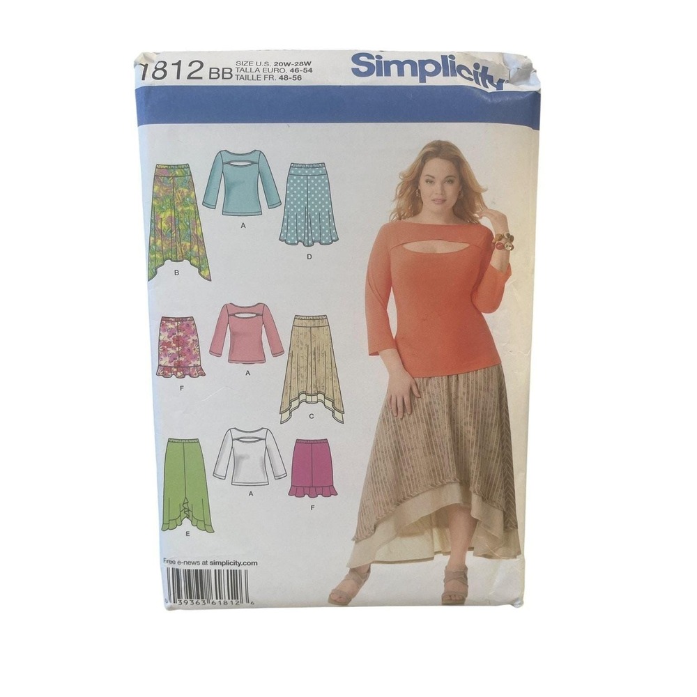 Simplicity 1812 Sewing Pattern Skirt Knit Top 20W-28W Modern Plus Size Womens